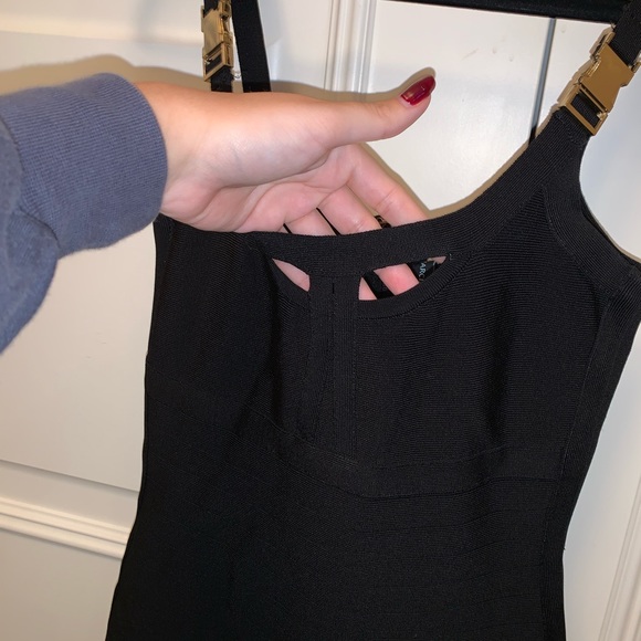 Marciano Black Bandage Dress Gold Buckle Straps - Picture 5 of 9